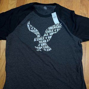 American Eagle Men's Black/Grey Large Graphic Shirt BRAND NEW